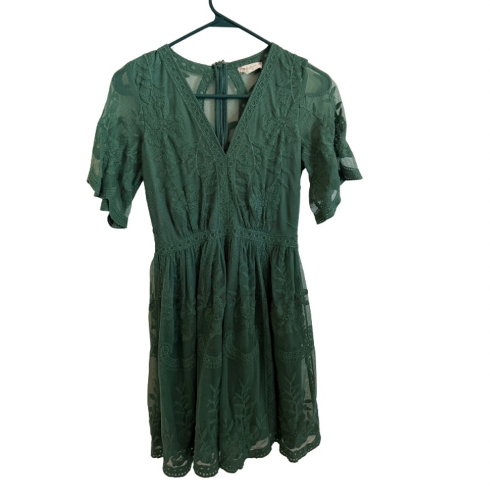 Altar'd State Emerald Lace Mini Dress